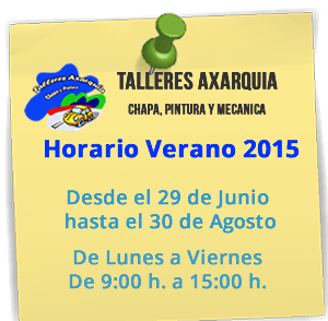 Talleres Axarquía, Chapa, Pintura y Mecánica plantilla horario verano 2015, talleres axarquia, horario verano, chapa pintura y mecanica,
